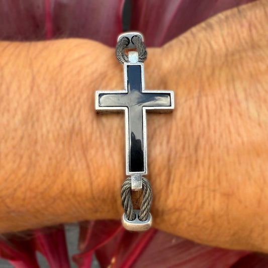 Black Onyx Mana Cross Bracelet