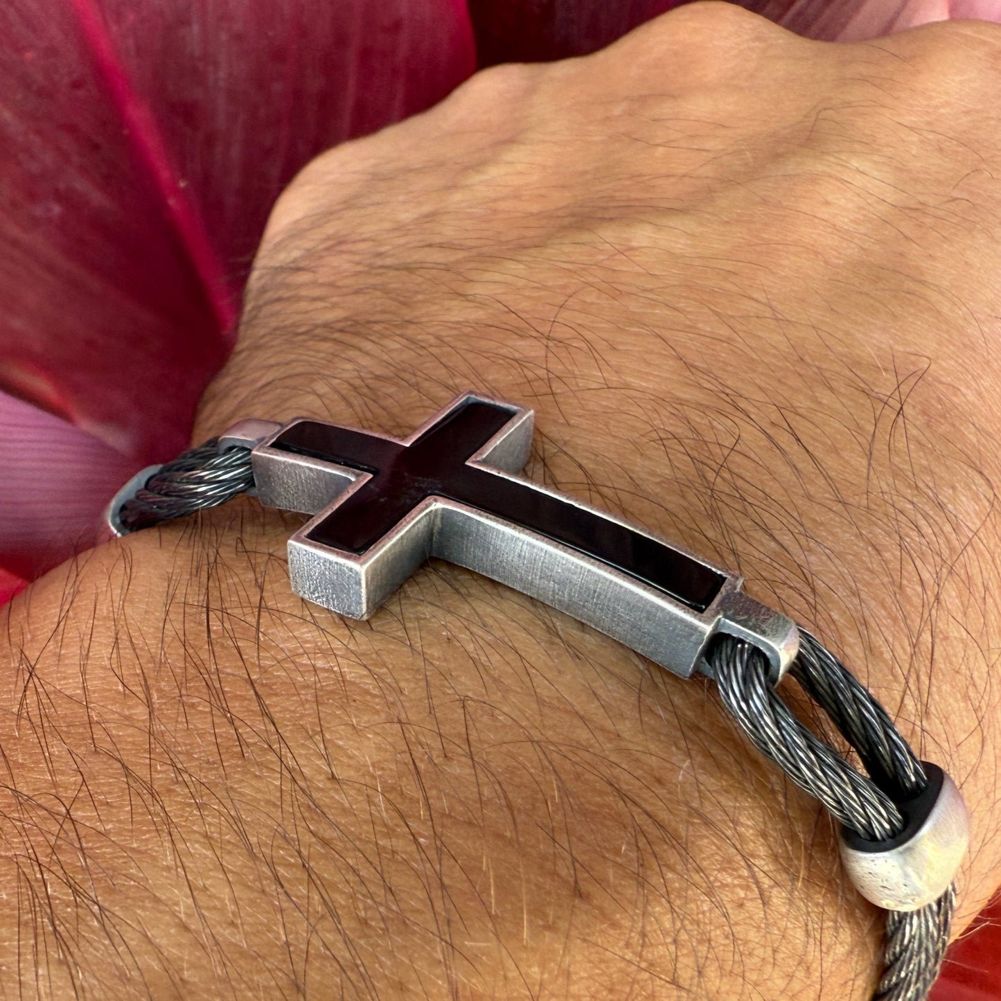 Black Onyx Mana Cross Bracelet