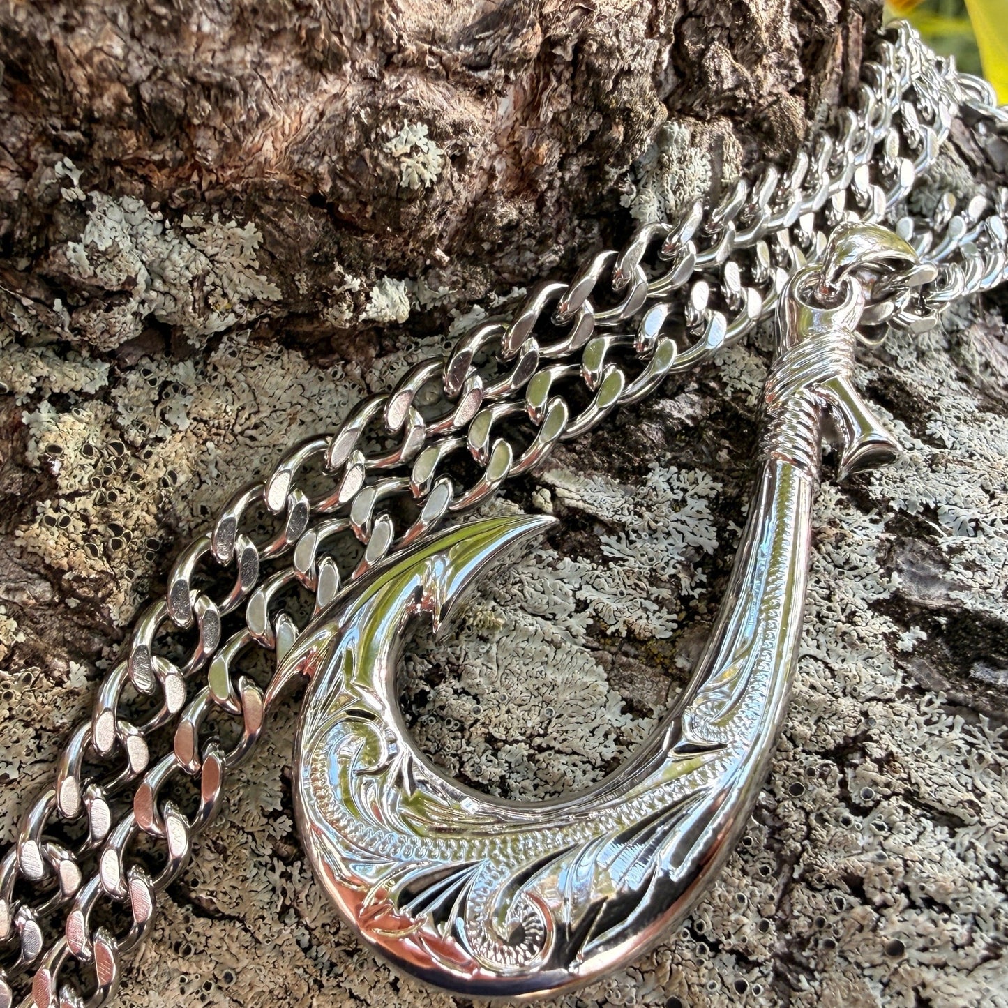 Koa Wood Hawaiian Scroll Reversible Fish Hook