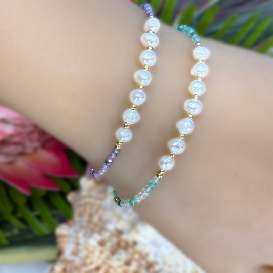 Freshwater Pearl and Gemstone Bracelets Set of 2