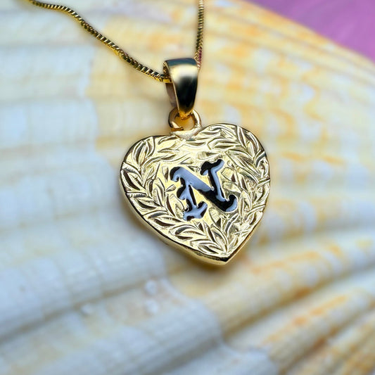 Custom Hawaiian Scroll Heart Initial