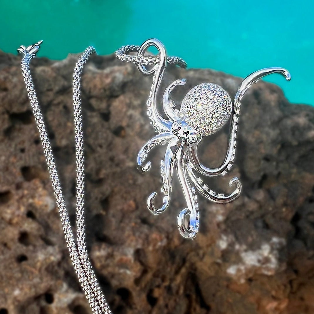 He'e Octopus CZ Pave Pendant