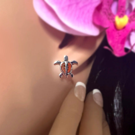 Koa Petroglyph Honu Earrings