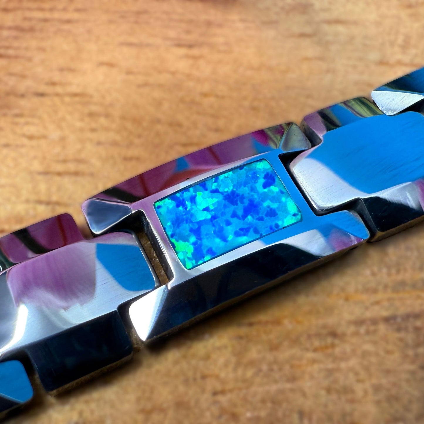 Huipu Koa Opalite Tungsten Link Bracelet