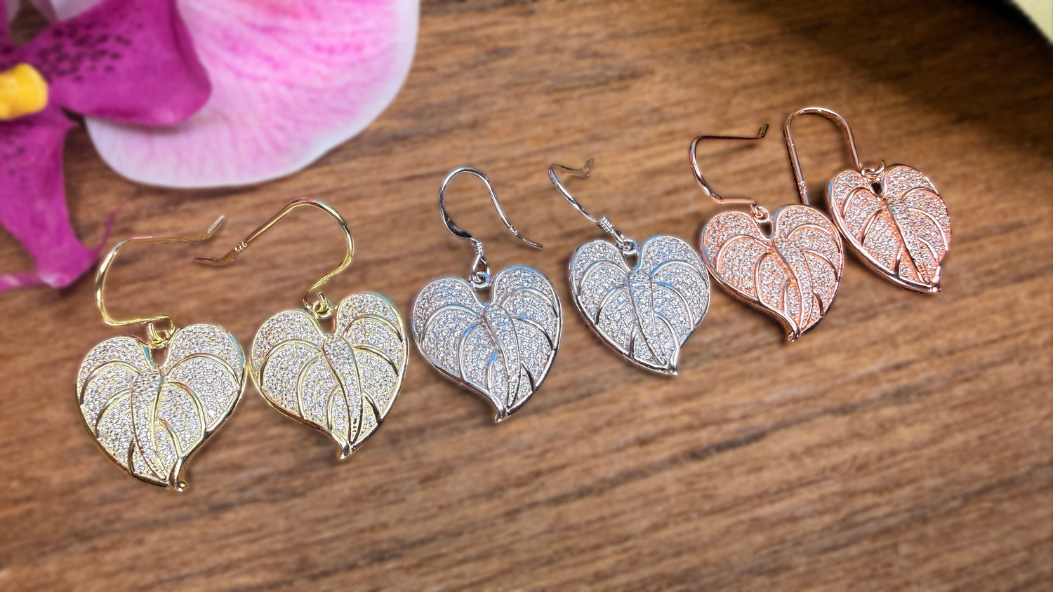 anthurium lovable hearts gold selection Anthurium Pave Heart Jewelry Sterling Silver / Sun & Moon Pendants