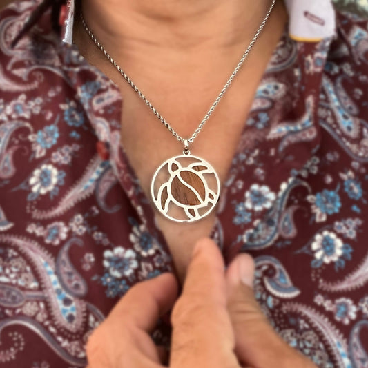 Koa Amakua Honu Pendant