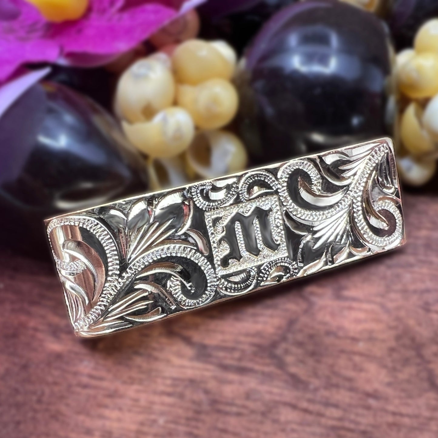 Custom Hawaiian Scroll Money Clip Small Moneyclip Raised Initial