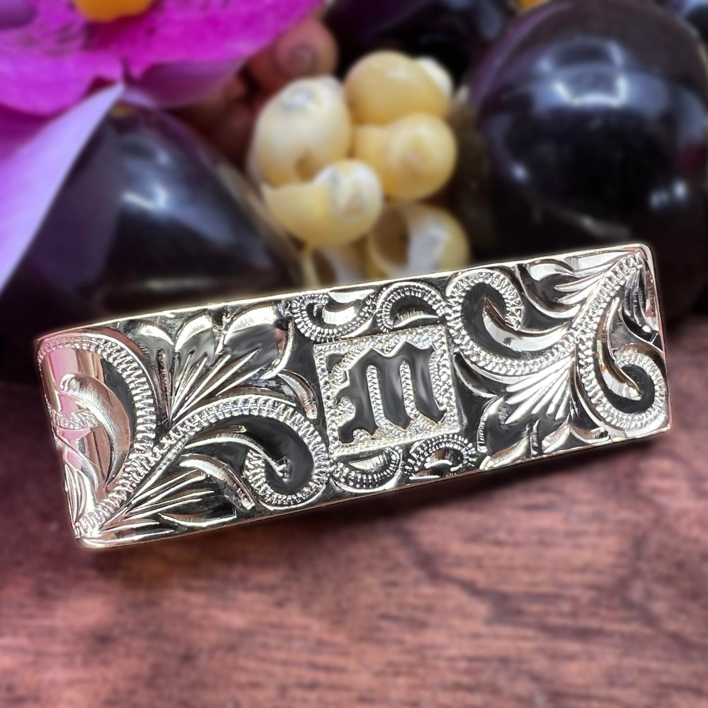 Custom Hawaiian Scroll Money Clip Raised Lettering Scroll