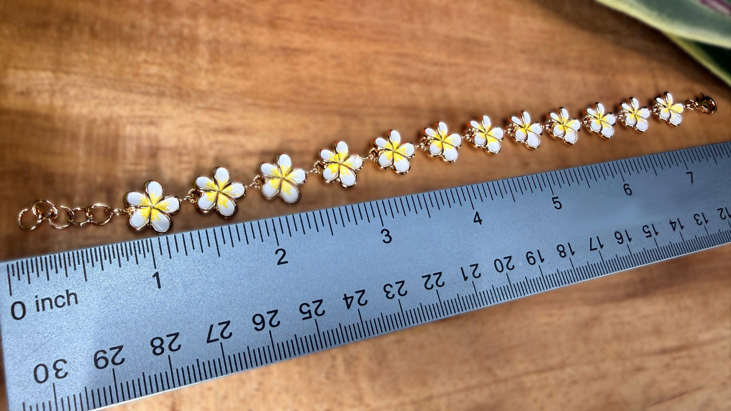Pua Melia Enamel Plumeria Bracelet