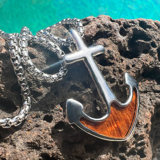 Koa Wood Anchor w/ 22” Rolo Chain