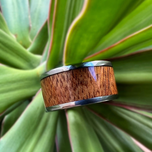 12MM Koa Wood Titanium Ring
