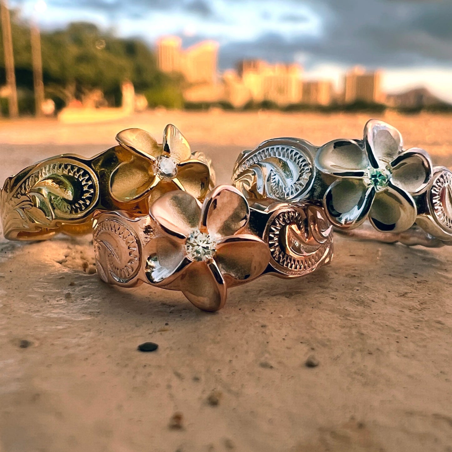 Ekahi Plumeria Scroll Ring