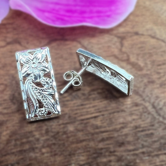 Kukui Plumeria Scroll Earrings