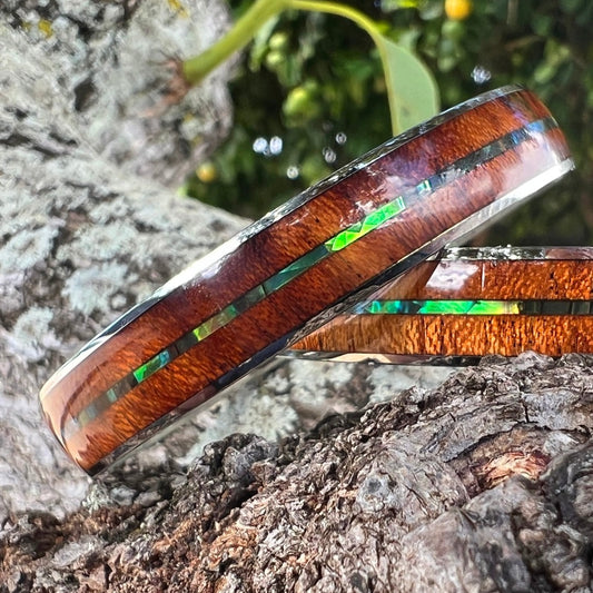 Double Koa Mother of Pearl Bracelet