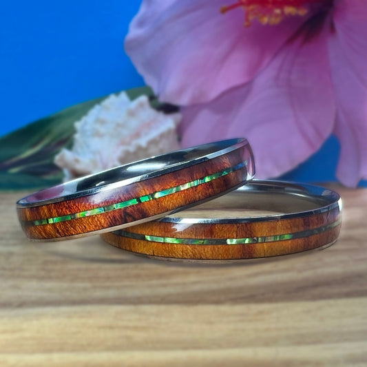 Double Koa Mother of Pearl Bracelet