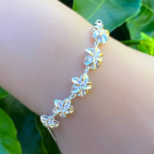 Elima Plumeria Flower Two Tone Rope Bracelet