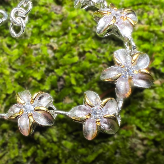 Elima Plumeria Flower Two Tone Rope Bracelet