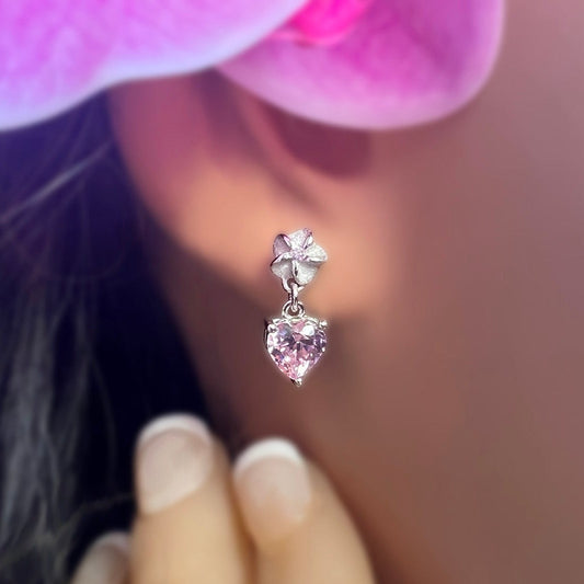 Plumeria CZ Pu'uwai "Heart" Earrings