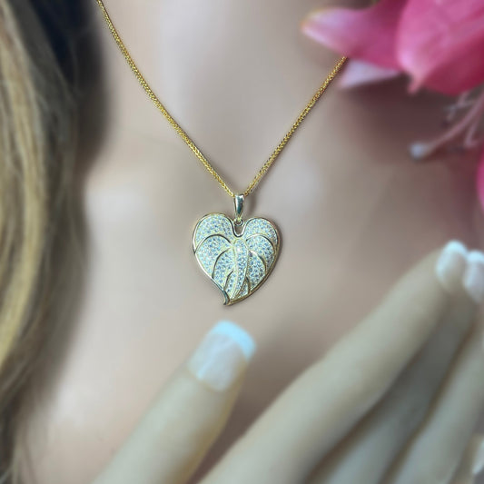 Anthurium Pave Heart Pendant