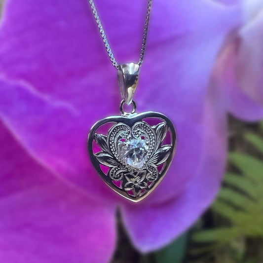 Wahine Cubic Zirconia Heart Pendant