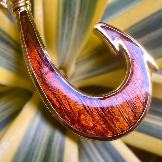 Koa Wood Hawaiian Scroll Reversible Fish Hook