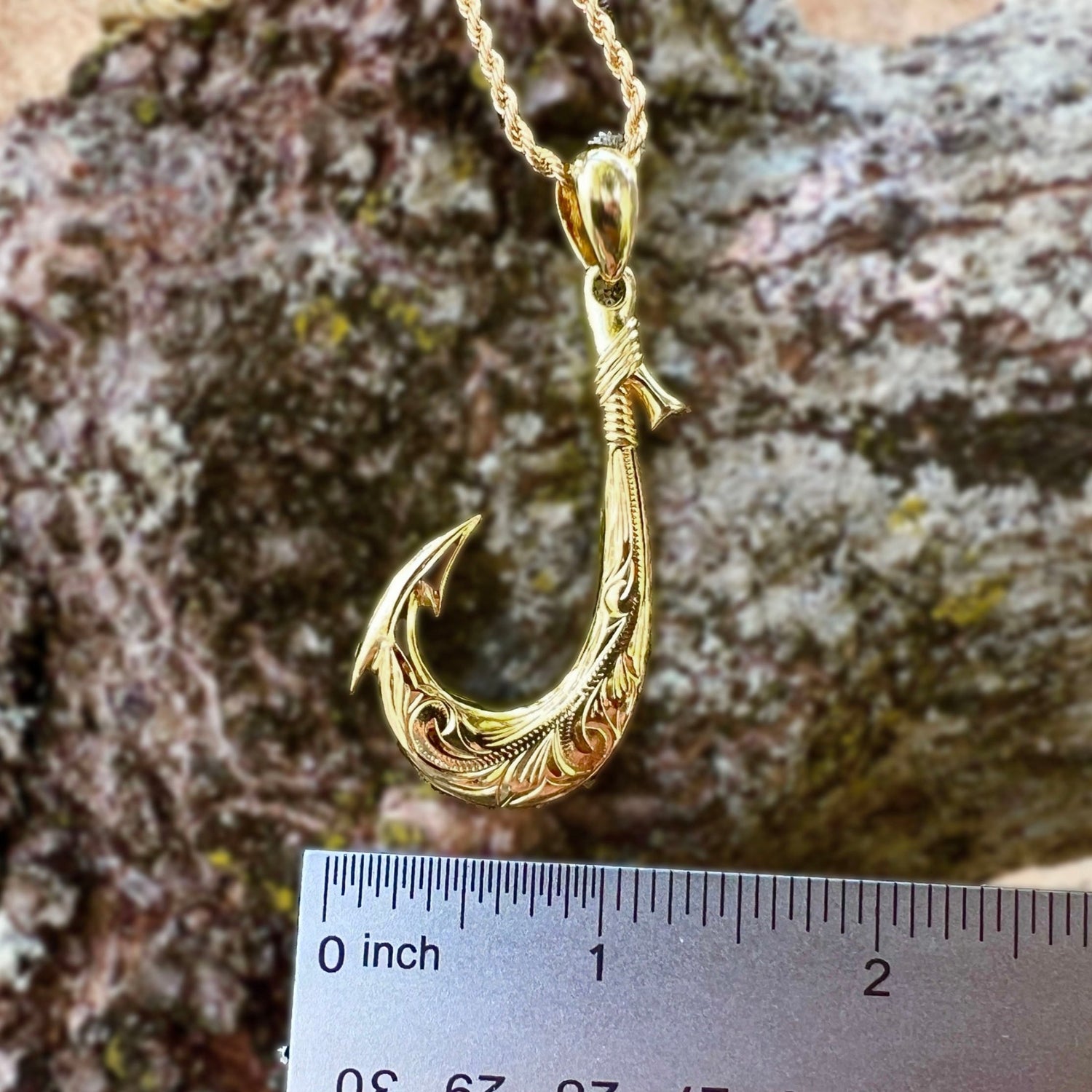 Koa Wood Hawaiian Wave Fish Hook Yellow Gold Plated Brass Reversible P –  Mau Loa Jewelry