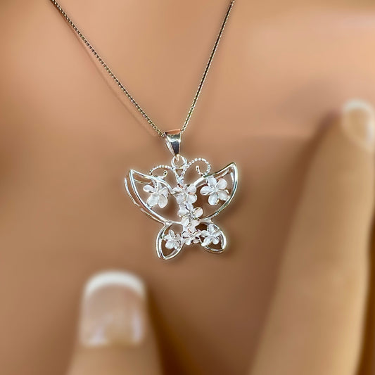 Plumeria Butterfly Pendant