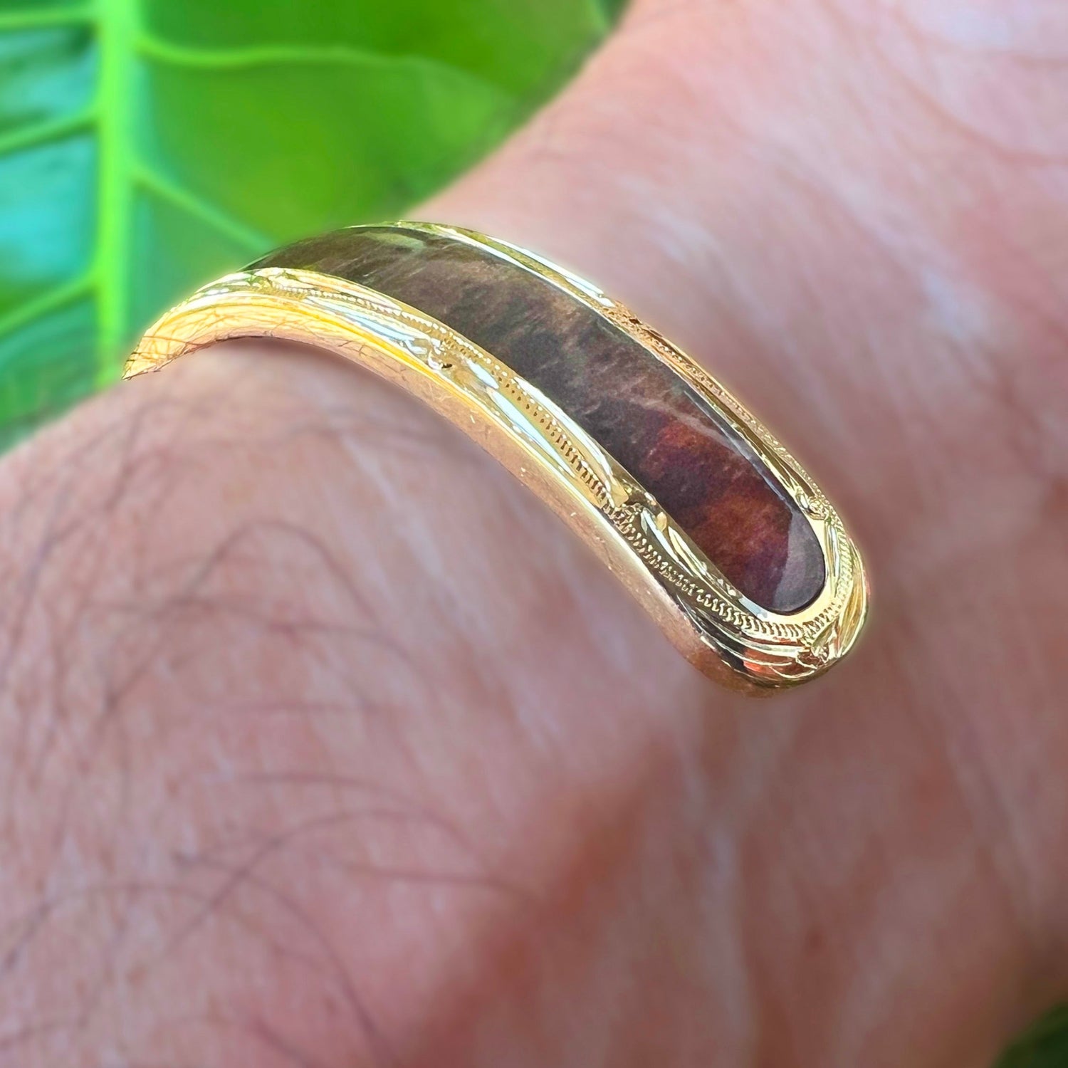 Koa Wood Hawaiian Scroll Cuff