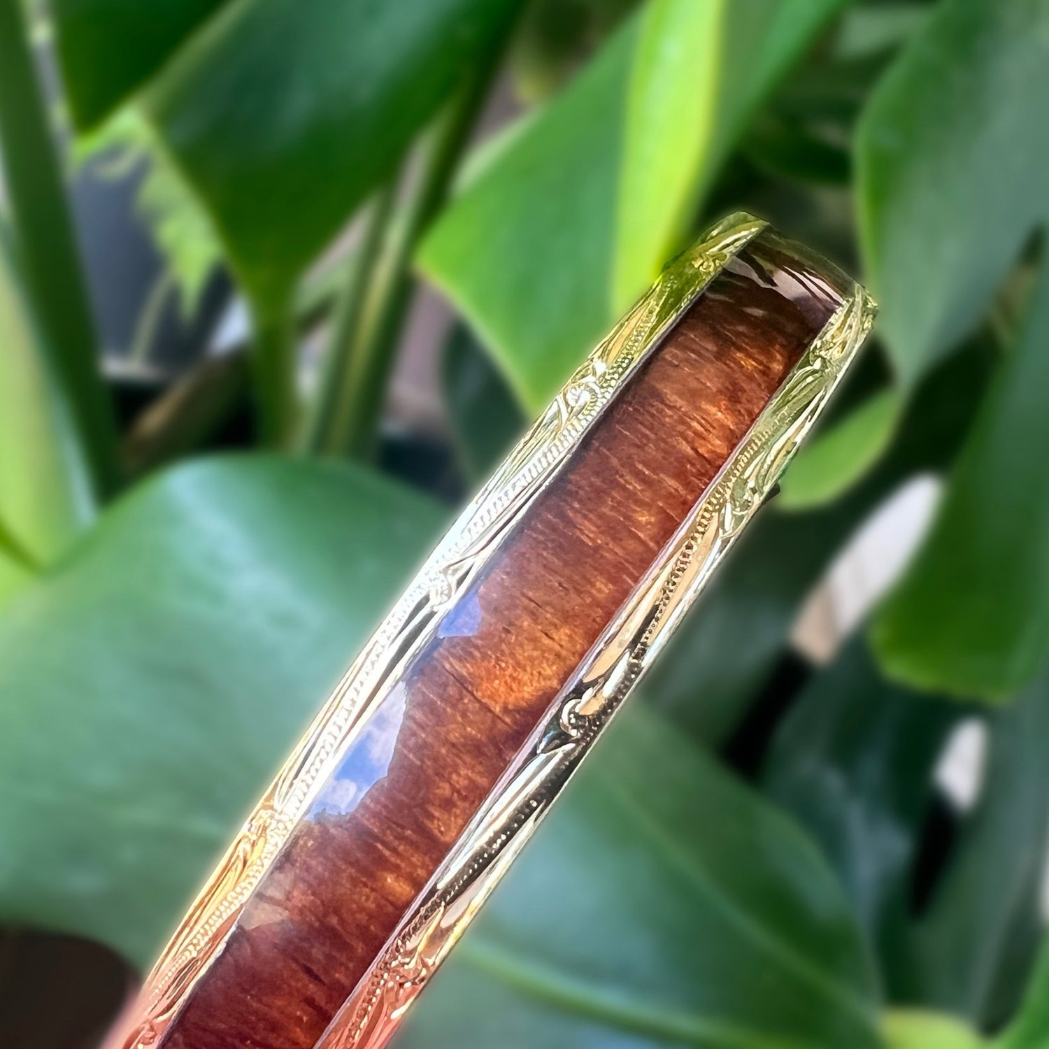 Koa Wood Hawaiian Scroll Cuff