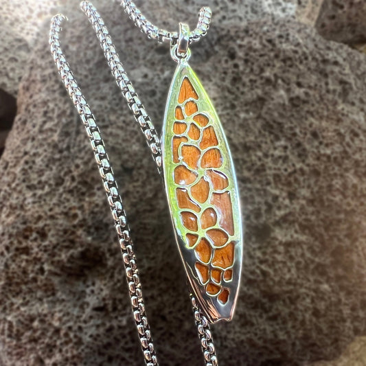 Melia Koa Plumeria Surfboard Pendant