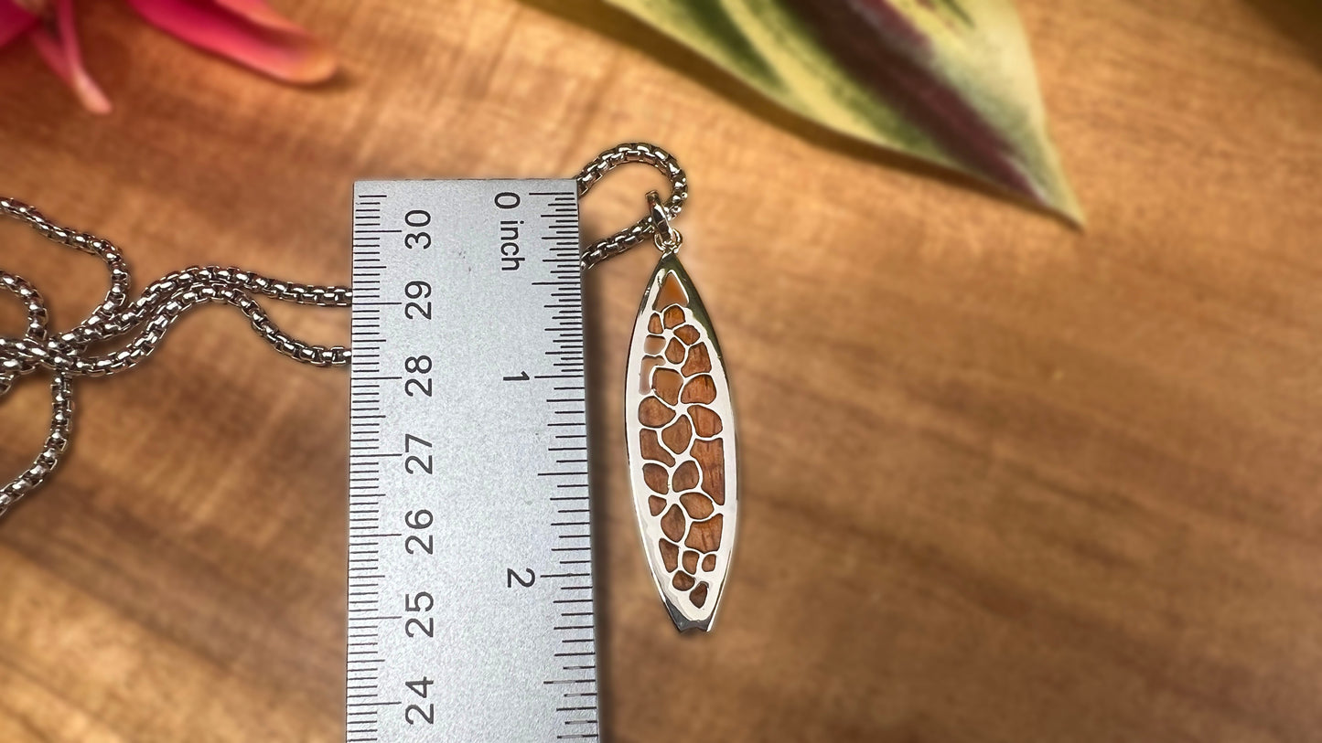 Melia Koa Plumeria Surfboard Pendant