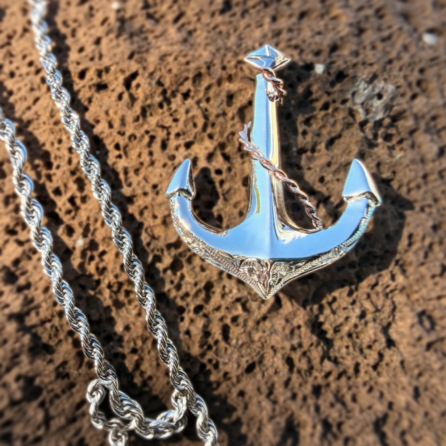 Kaimana Hawaiian Scroll Anchor Pendant