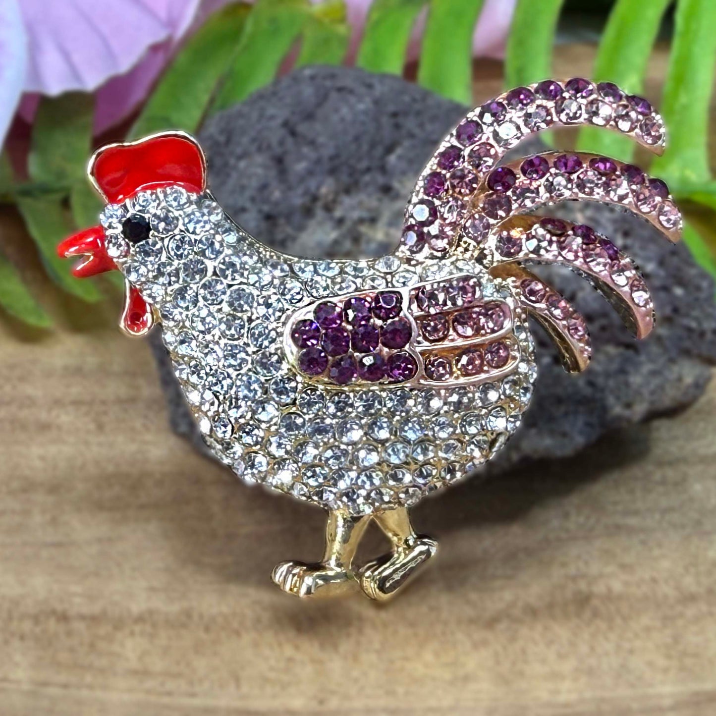 Kauai Rhinestone Rooster Magnets Set of 3