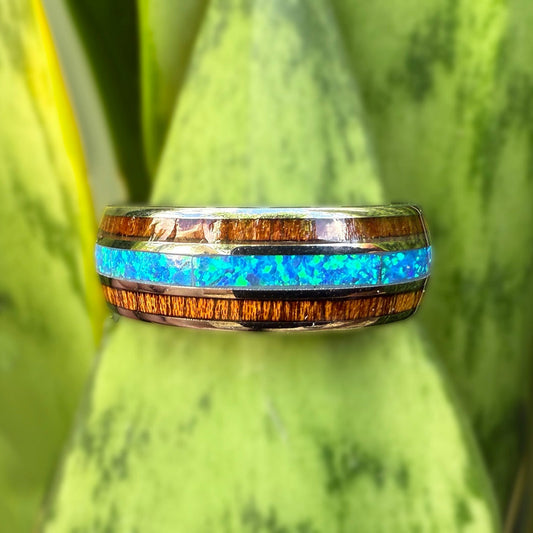 Polū 8MM Koa Opalite Tungsten Ring