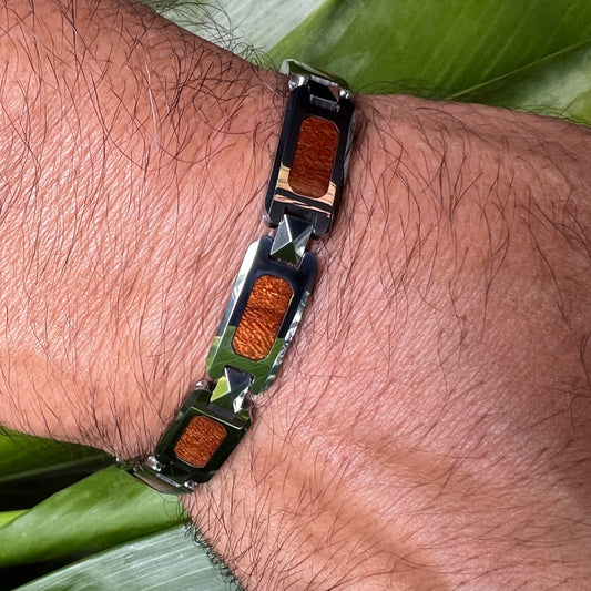 Koa Wood Tungsten Ho`omana Bracelet
