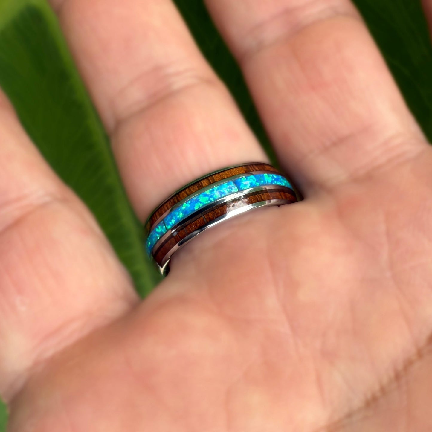 Polū 8MM Koa Opalite Tungsten Ring