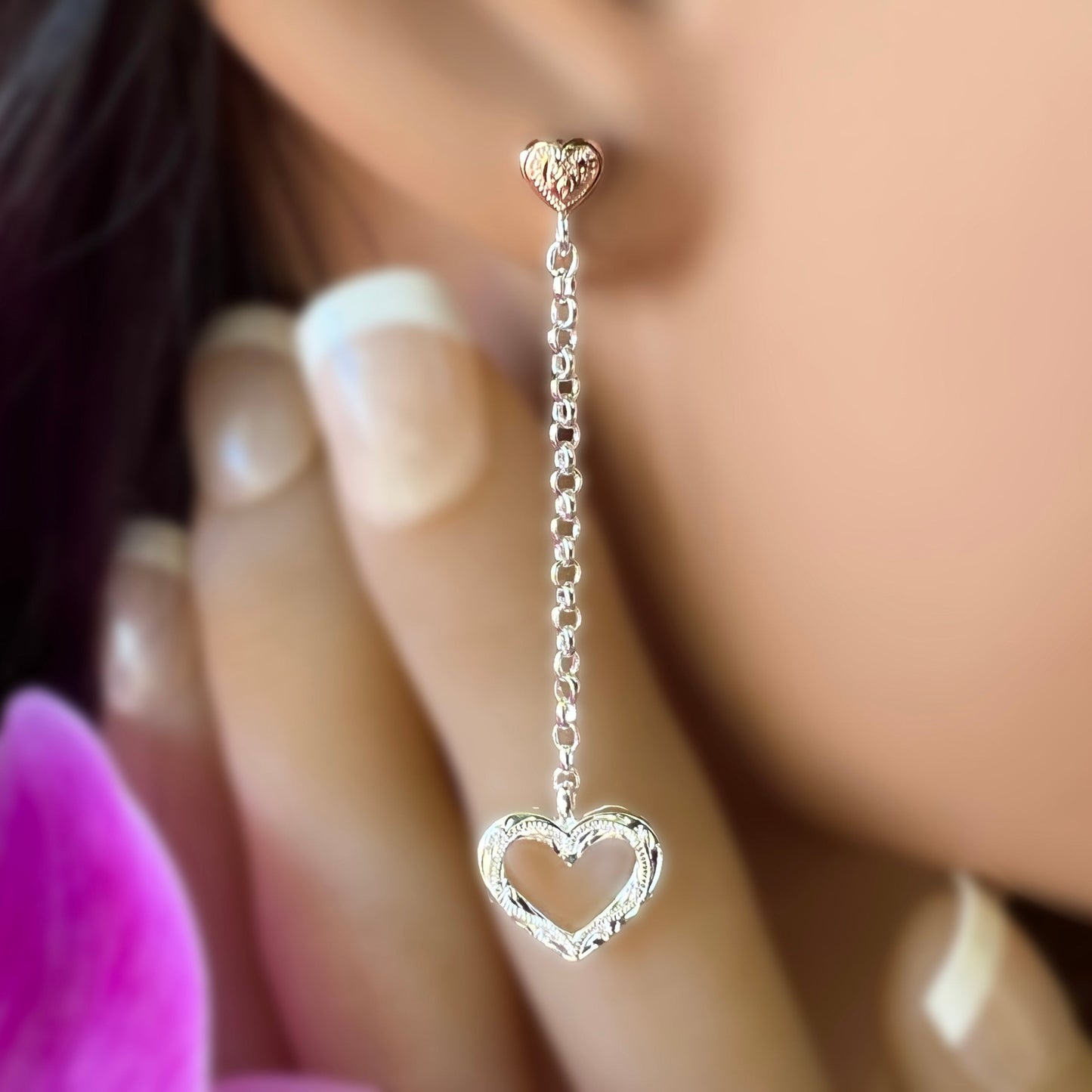 Lana Ana Double Heart Hawaiian Scroll Earrings