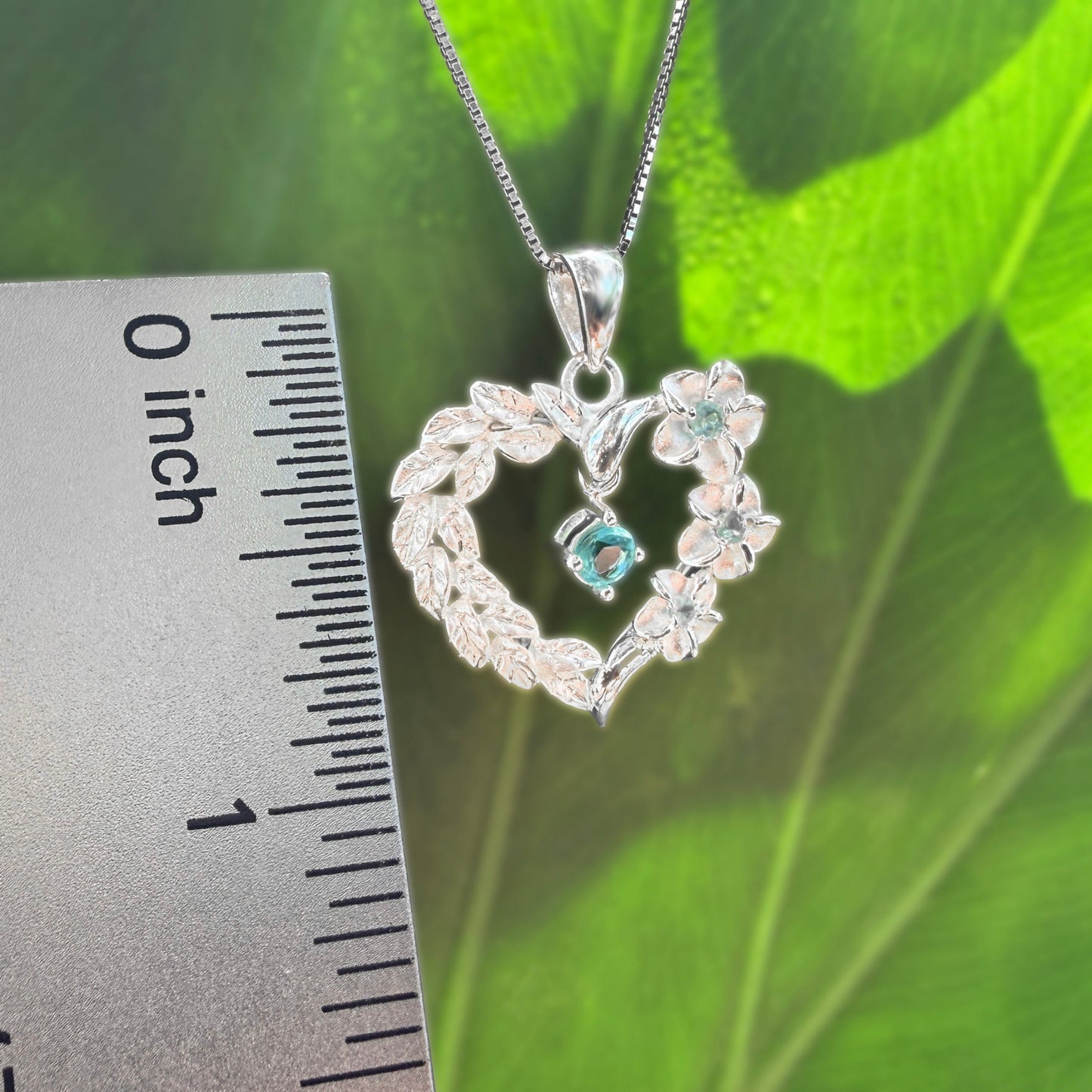 Maile Plumeria Cubic Zirconia Heart Pendant