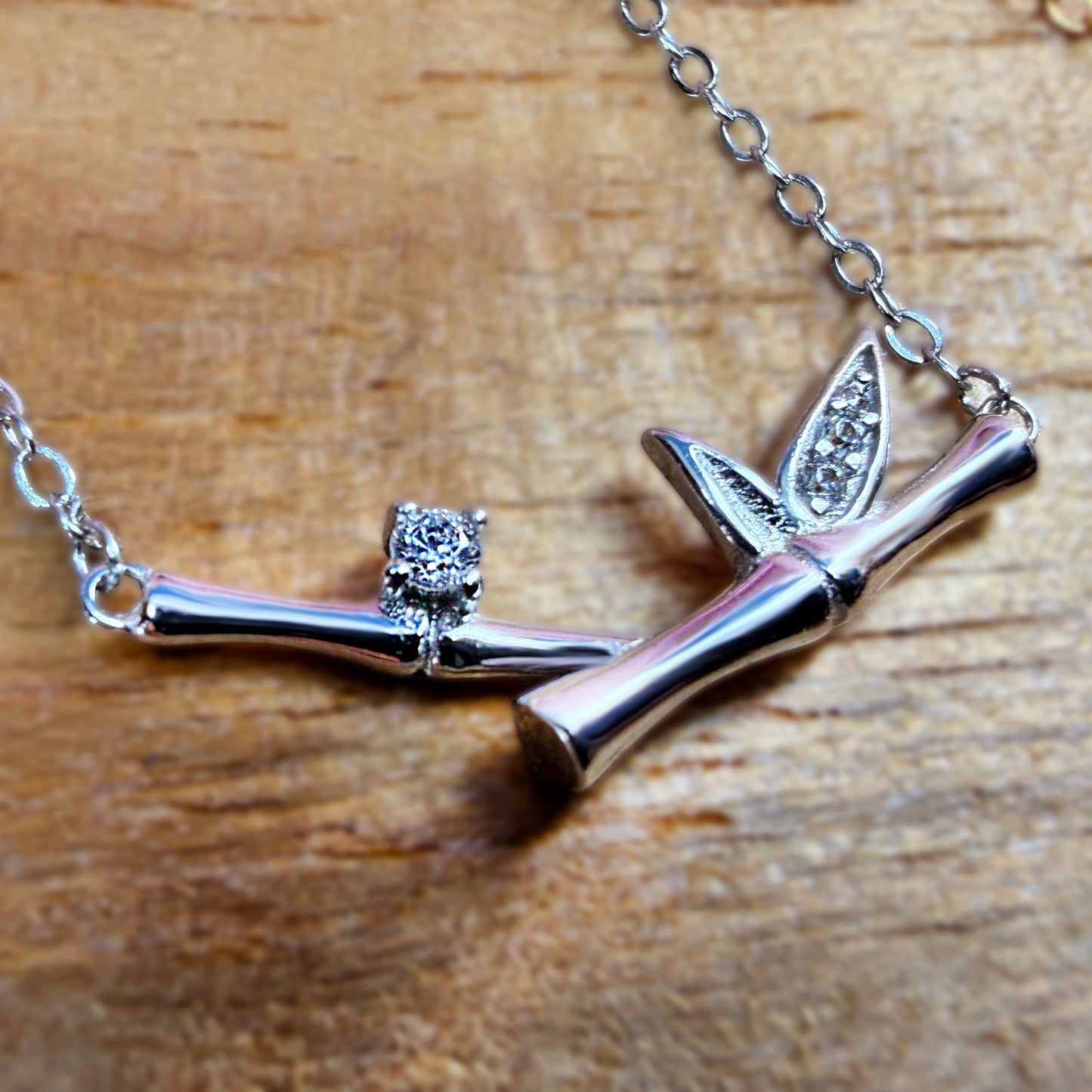 Ohe Bamboo CZ Leaf Pendant