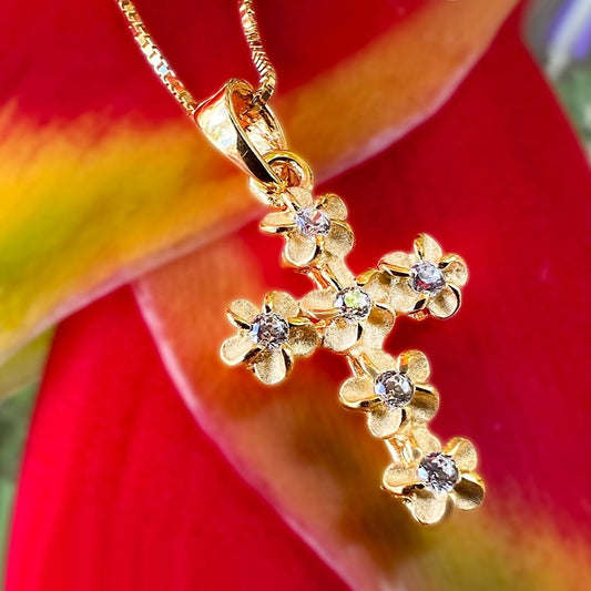 Manini Plumeria Cubic Zirconia Cross