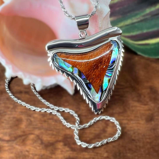 Mano Koa Mother-of-Pearl Shark Tooth Pendant