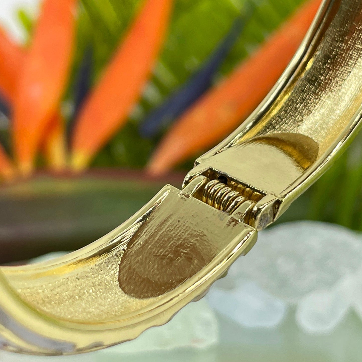 Maika`i Monstera Leaf Enameled Bangle (Set of 3)