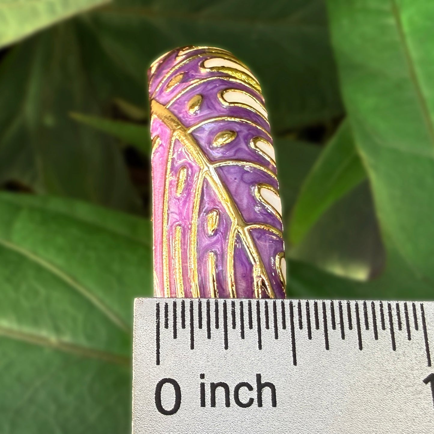 Maika`i Monstera Leaf Enameled Bangle (Set of 3)