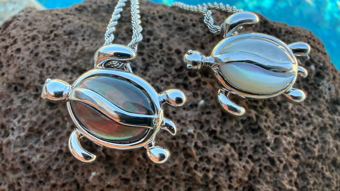 Mother of Pearl Petroglyph Honu Pendant