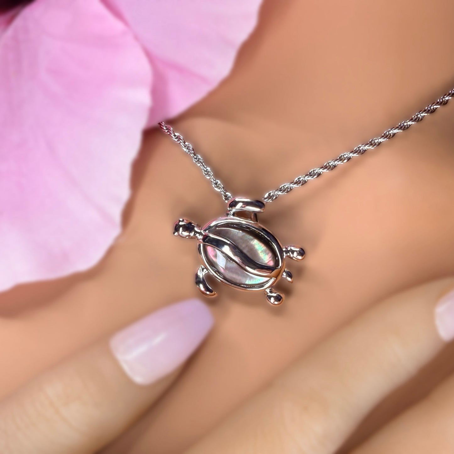 Mother of Pearl Petroglyph Honu Pendant