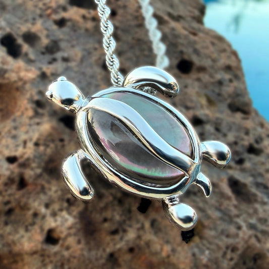 Mother of Pearl Petroglyph Honu Pendant