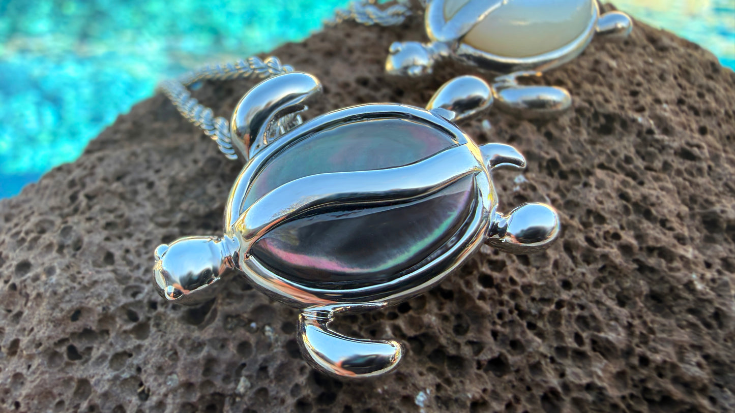 Mother of Pearl Petroglyph Honu Pendant