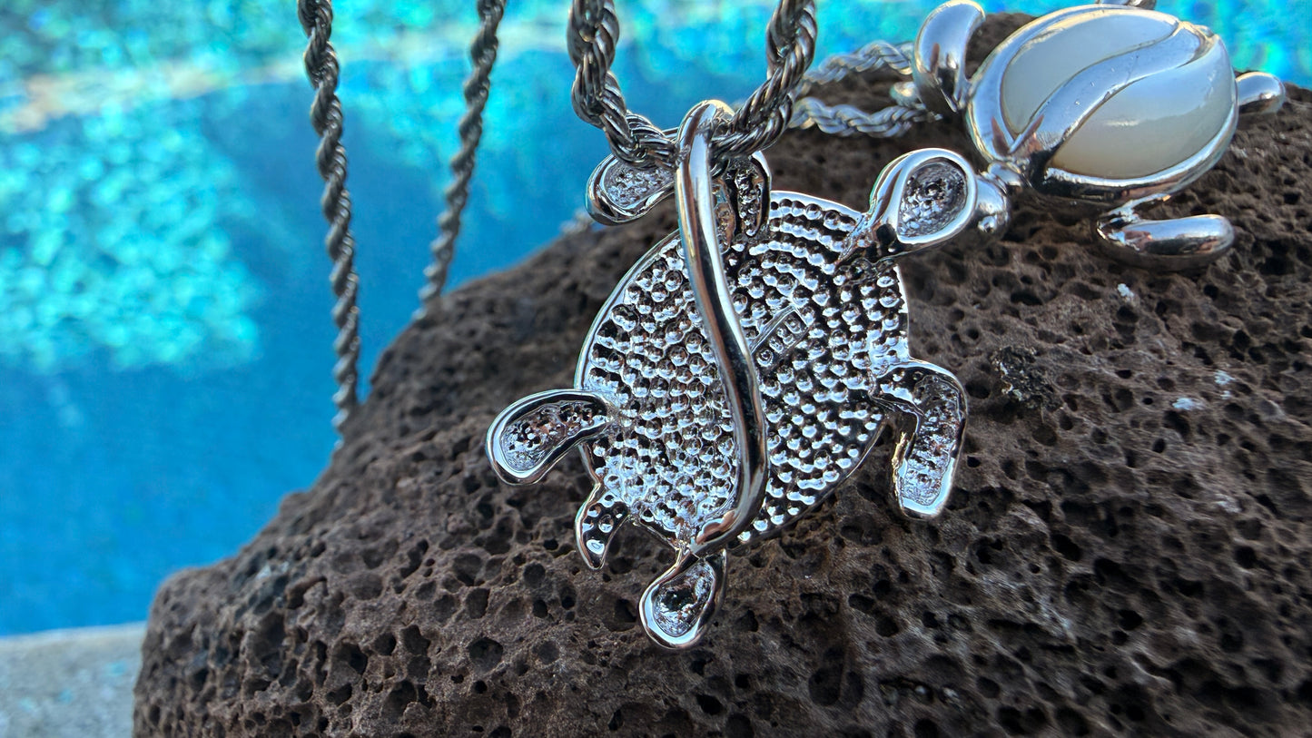 Mother of Pearl Petroglyph Honu Pendant