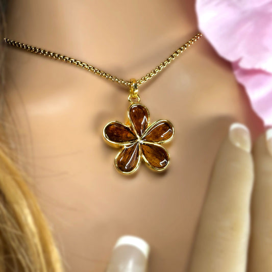 Nui Koa Plumeria Flower Pendant