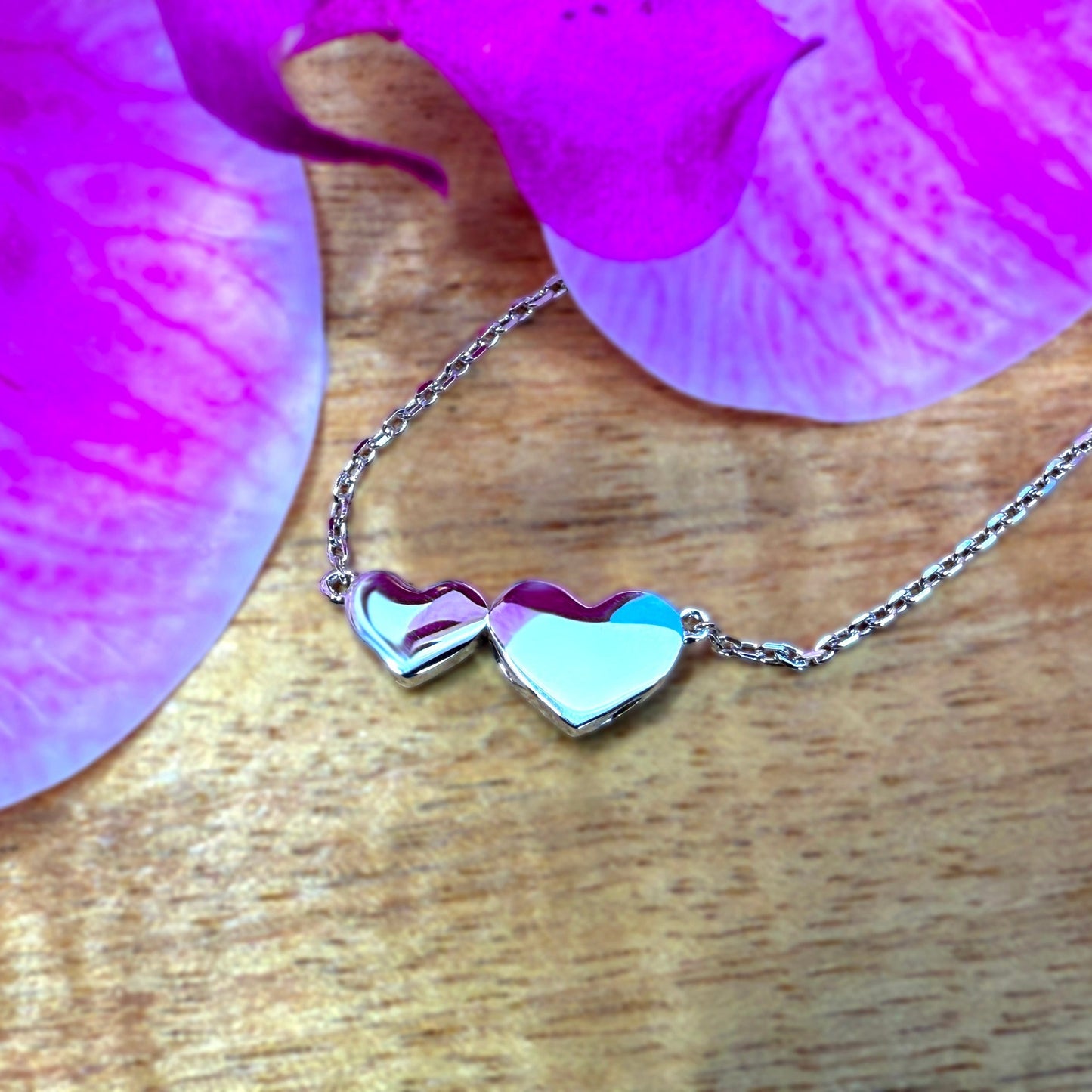 Palua Double Heart Opalite Scroll Necklace